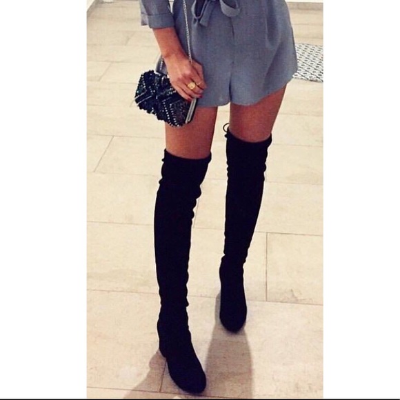 Steve Madden Shoes - Black Over-The-Knee Tassel Stretchy Boots